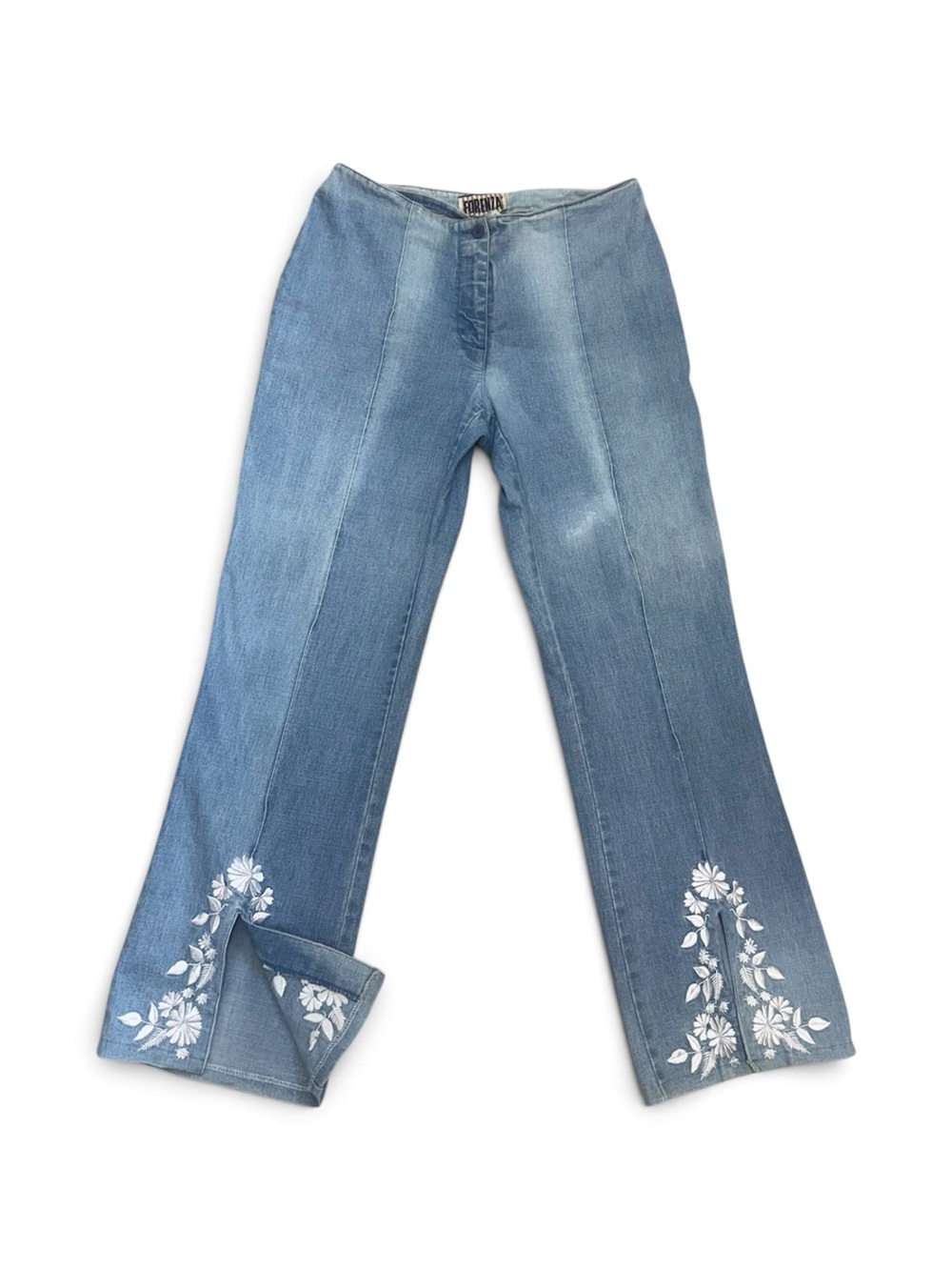 '90s FORENZA Pocketless Embroidered Mid- Rise Jeans